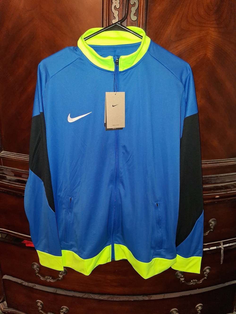 Nike Men’s Blue Performance Jacket with Neon Yellow Trim